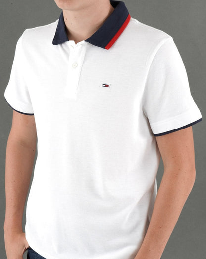 Tommy Jeans Tipped Flag Polo Shirt White