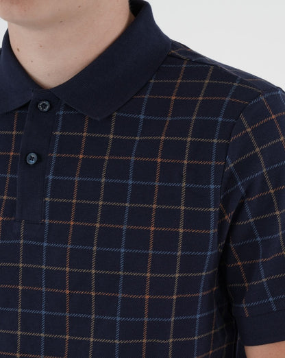 Ben Sherman Tattersall Check Polo Shirt Navy