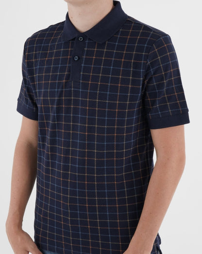 Ben Sherman Tattersall Check Polo Shirt Navy