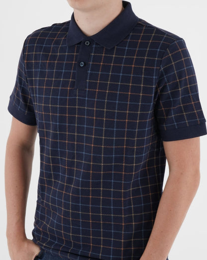 Ben Sherman Tattersall Check Polo Shirt Navy