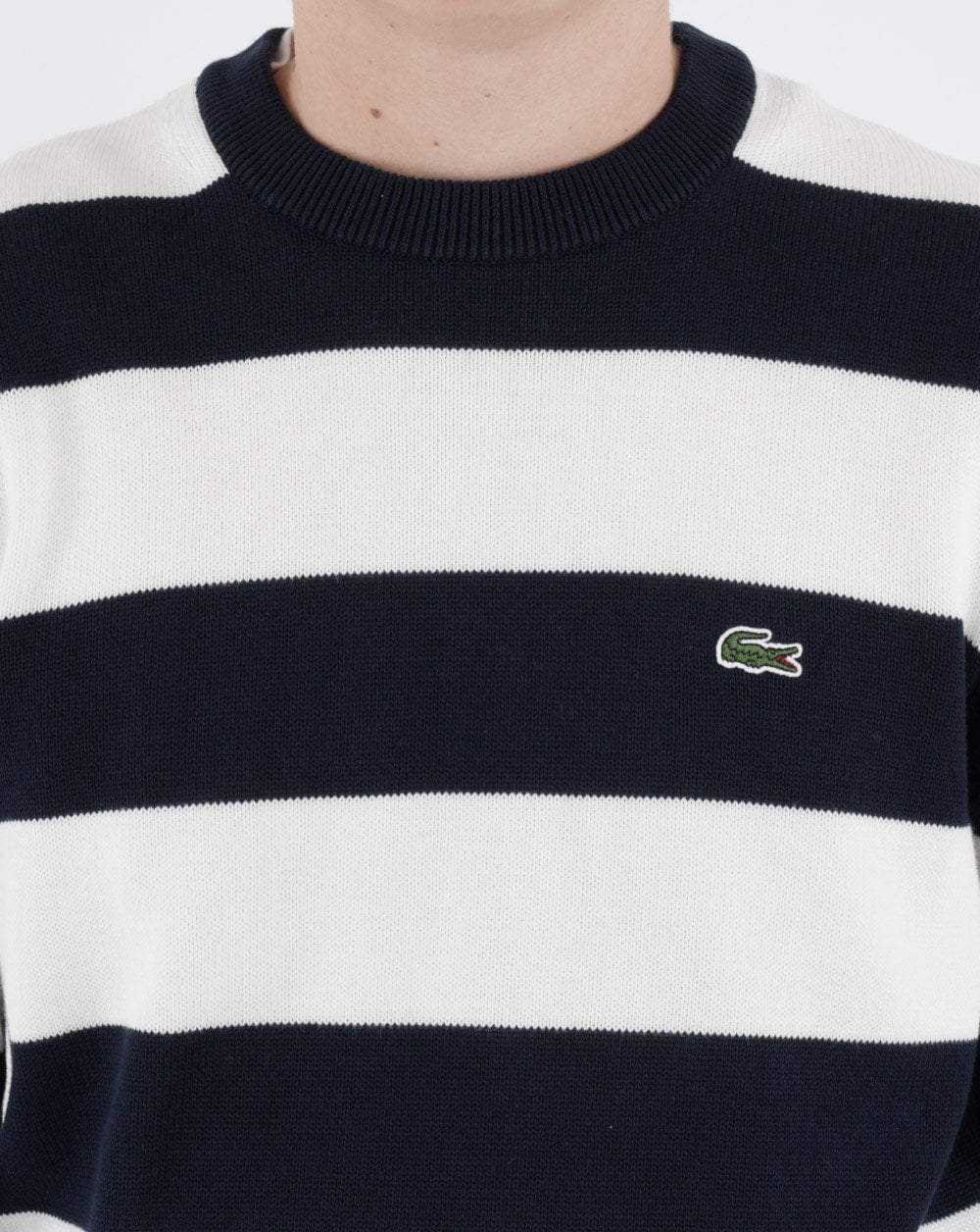 Lacoste Striped Knit Jumper Navy/White