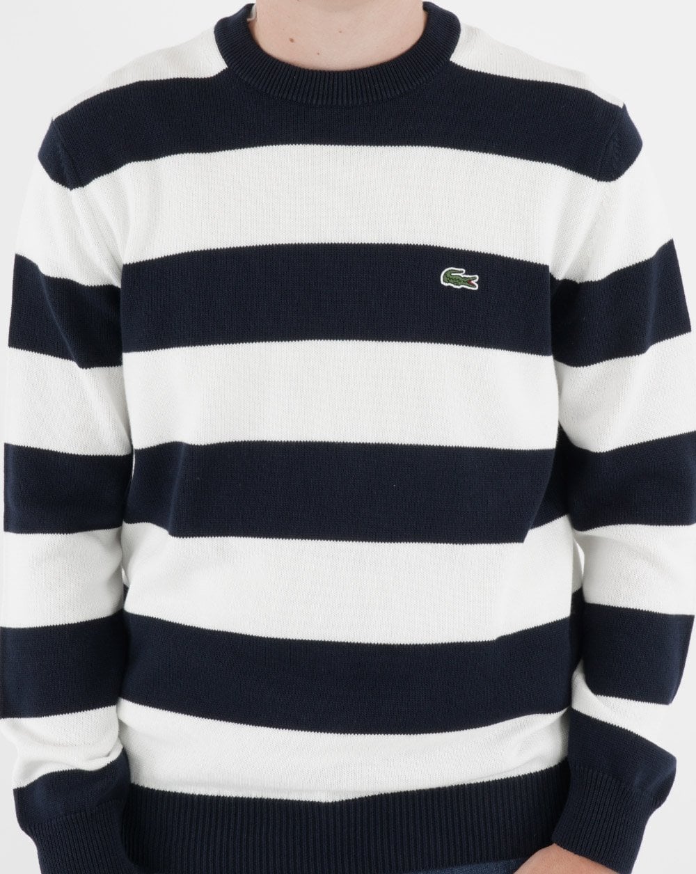 Lacoste Striped Knit Jumper Navy/White