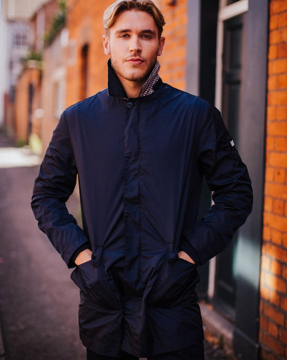 Weekend Offender Hooded Rain Mac Navy