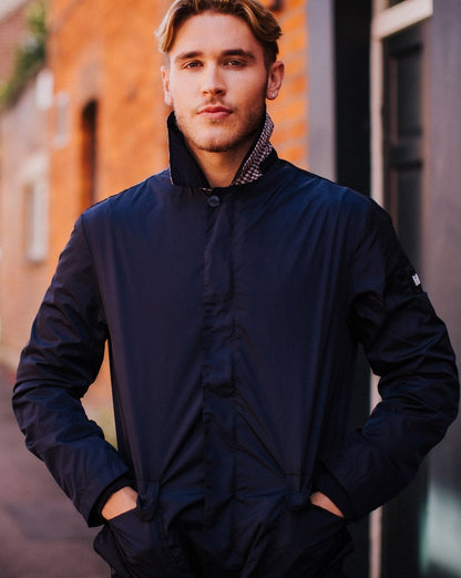 Weekend Offender Hooded Rain Mac Navy