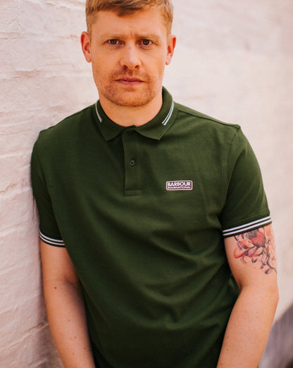 Barbour International Essential Tipped Polo Green