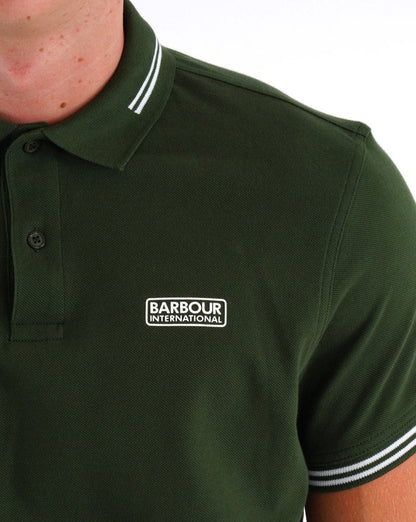 Barbour International Essential Tipped Polo Green