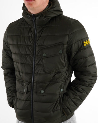 Barbour International Racer Ouston Hooded Quilted Jacket Sage
