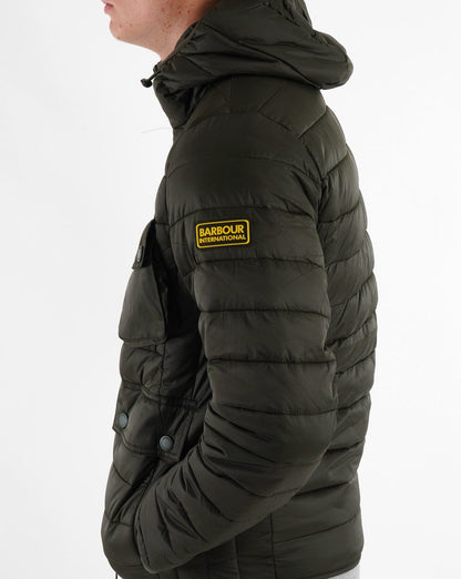 Barbour International Racer Ouston Hooded Quilted Jacket Sage
