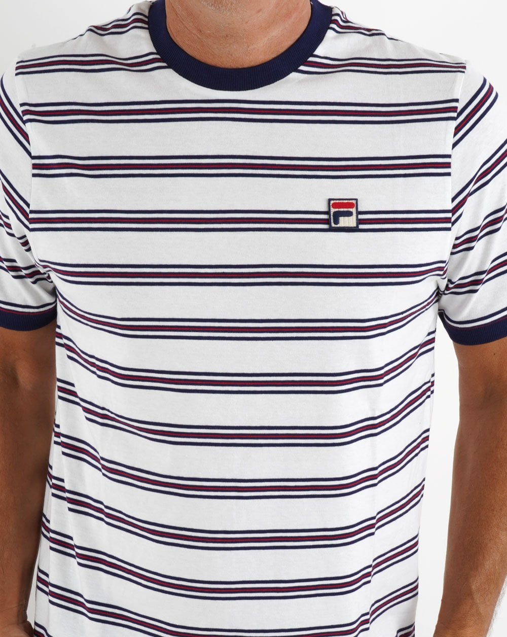 Fila Vintage Santiago Striped T Shirt White/Navy