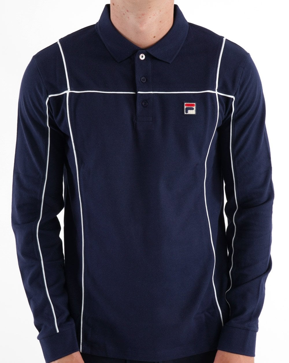 Fila Vintage Talon Terrinda LS Polo Shirt Navy/White