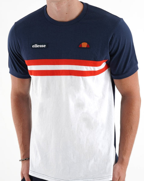 Ellesse Duo Stripe T Shirt Navy/White/Red