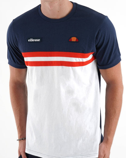 Ellesse Duo Stripe T Shirt Navy/White/Red