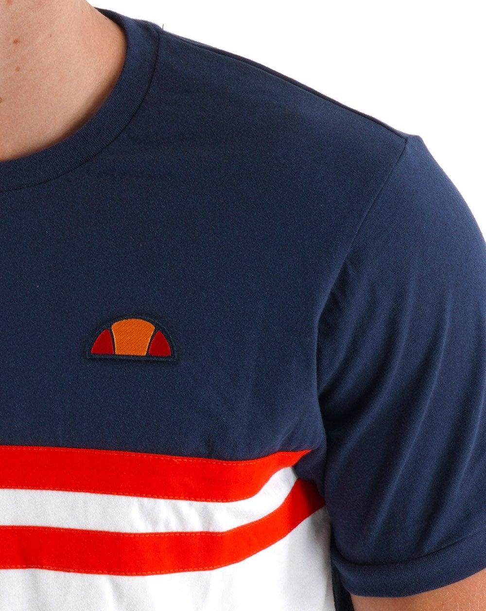 Ellesse Duo Stripe T Shirt Navy/White/Red