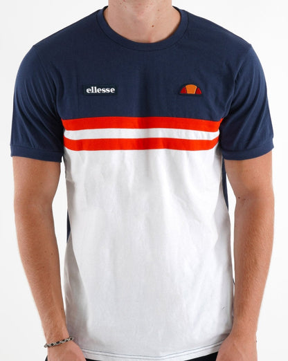 Ellesse Duo Stripe T Shirt Navy/White/Red