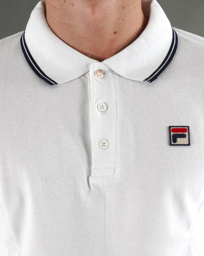 Fila Vintage Tipped LS Polo Shirt White/Navy