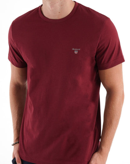 Gant Solid Crew Neck T Shirt Dark Red
