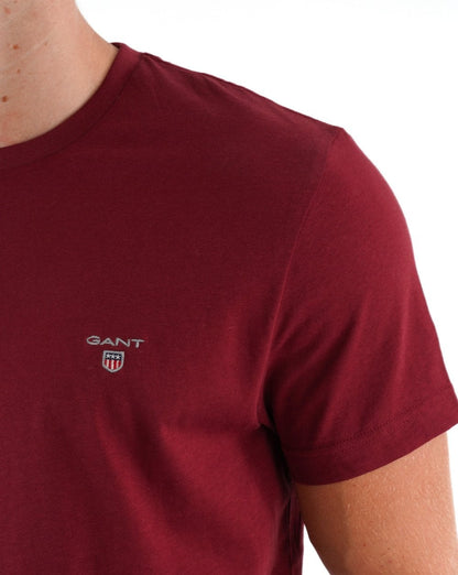 Gant Solid Crew Neck T Shirt Dark Red