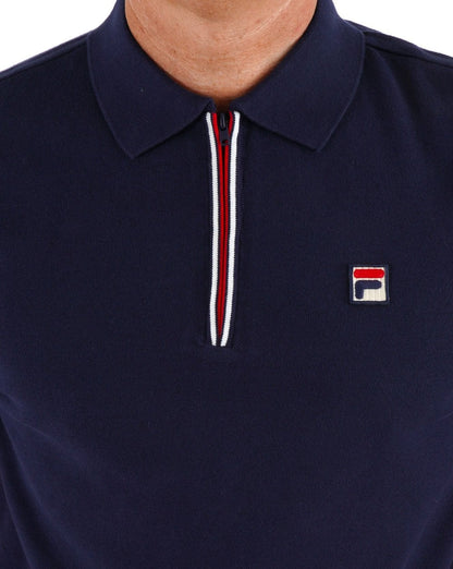 Fila Vintage Zip Knit Polo Navy
