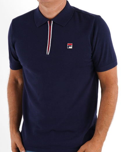 Fila Vintage Zip Knit Polo Navy