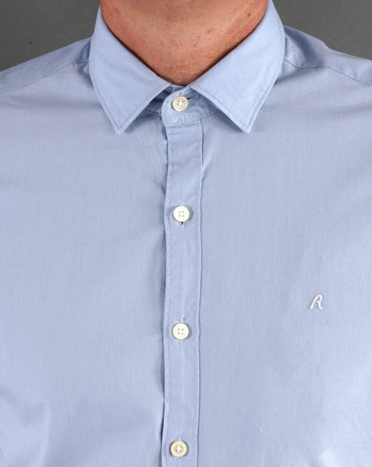 Replay Poplin Cotton Shirt Azure