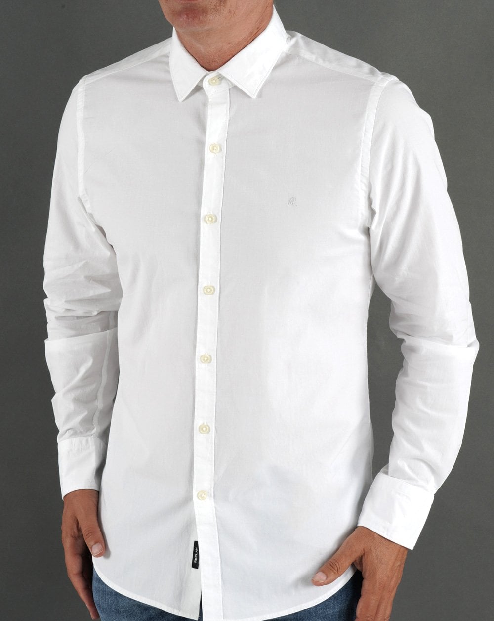 Replay Poplin Cotton Shirt White