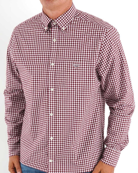 Gant Broadcloth Gingham Shirt Burgundy