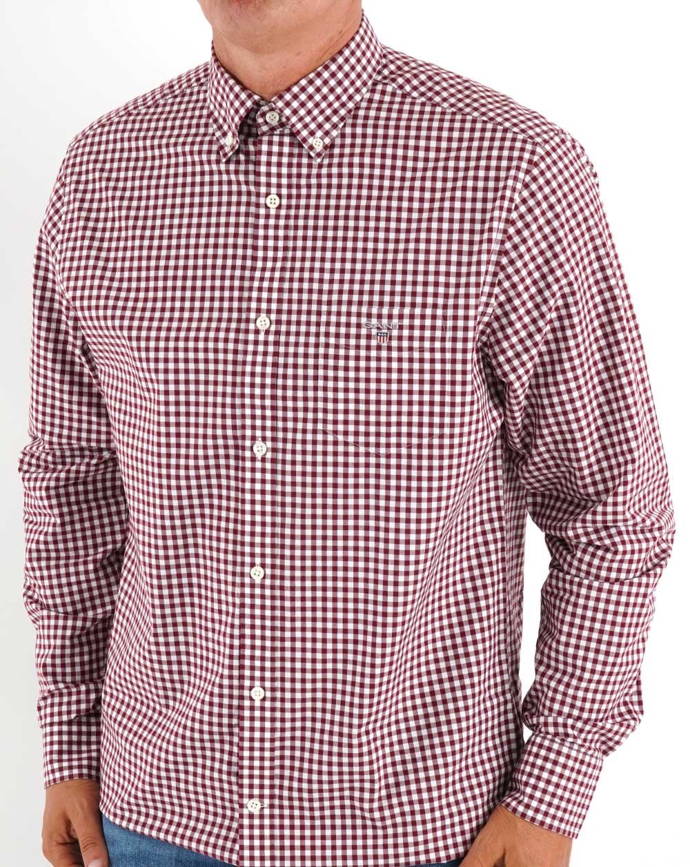 Gant Broadcloth Gingham Shirt Burgundy
