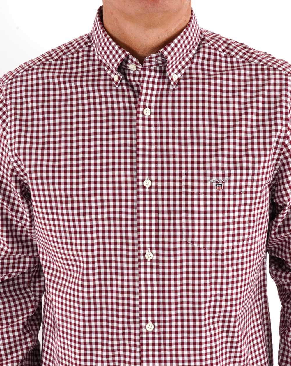 Gant Broadcloth Gingham Shirt Burgundy