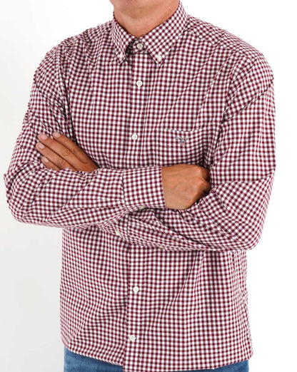 Gant Broadcloth Gingham Shirt Burgundy