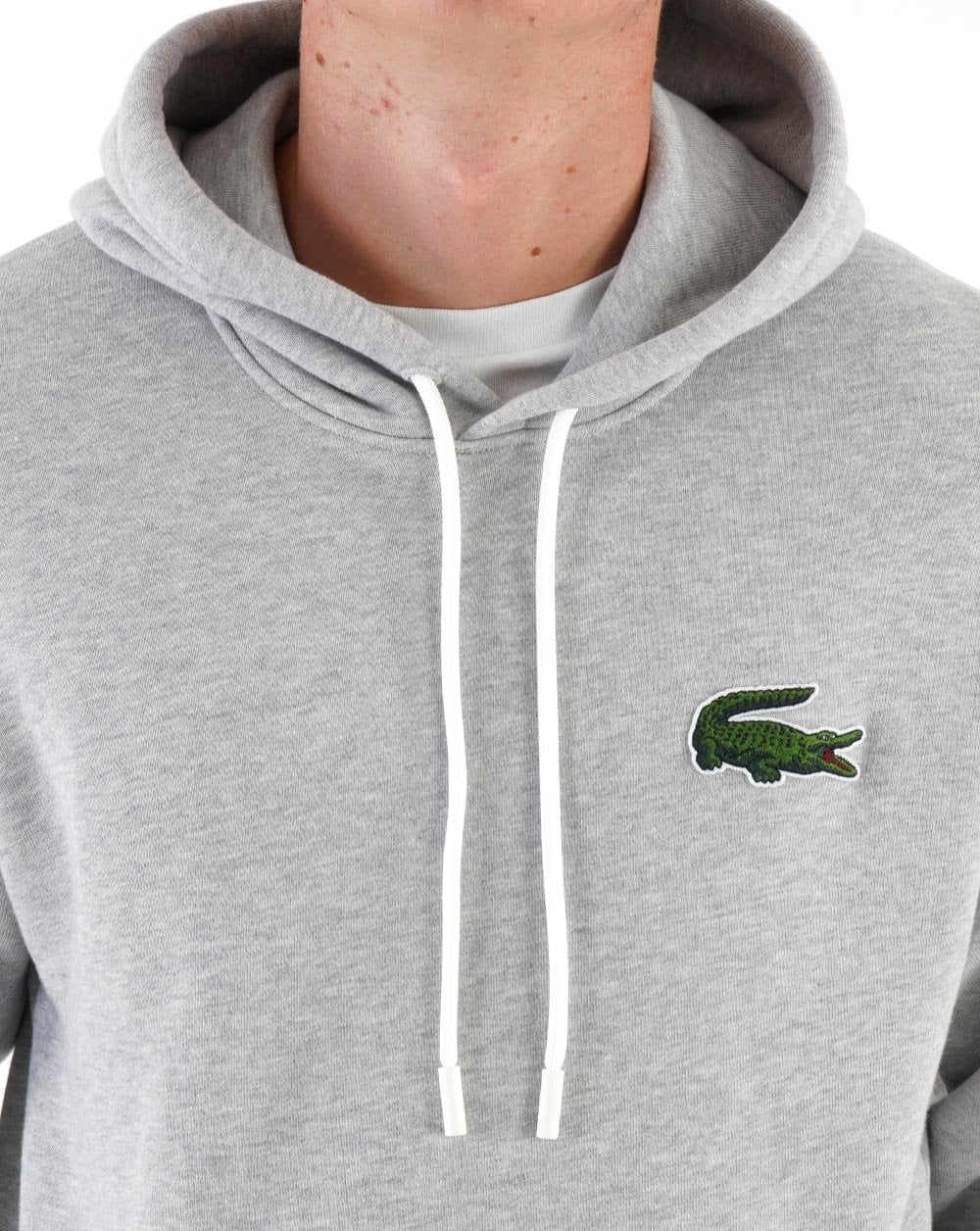 Lacoste Big Croc Pullover Hoodie Silver Chine