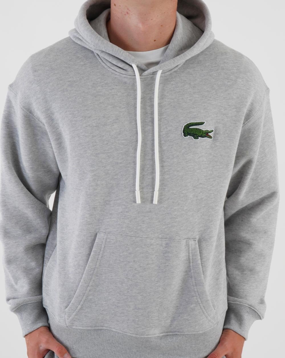 Lacoste Big Croc Pullover Hoodie Silver Chine