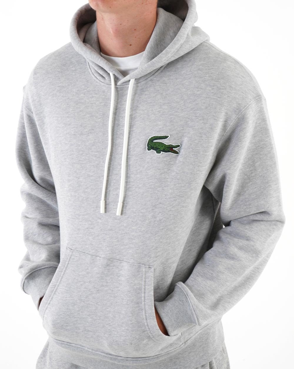 Lacoste Big Croc Pullover Hoodie Silver Chine