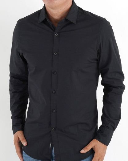 Replay Poplin Cotton Shirt Black