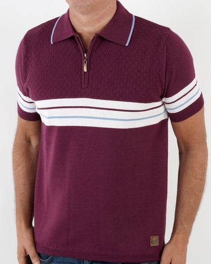 Trojan Border Stripe Polo Port