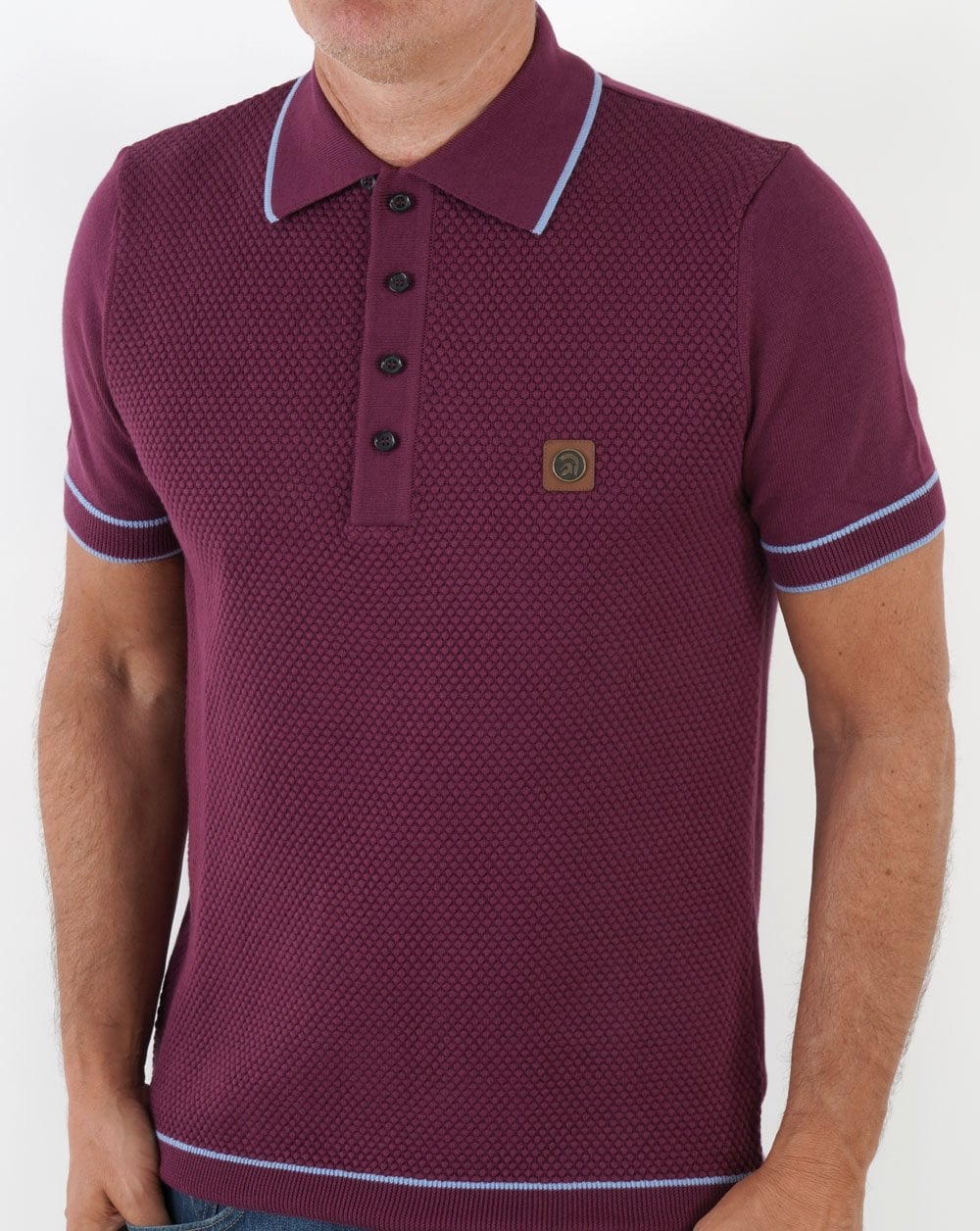 Trojan Textured Knit Polo Shirt Port
