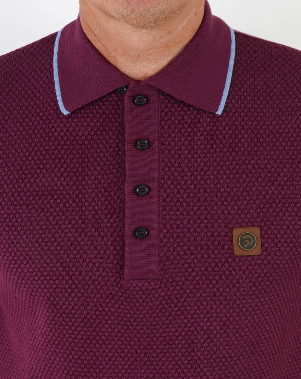 Trojan Textured Knit Polo Shirt Port