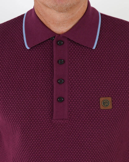 Trojan Textured Knit Polo Shirt Port