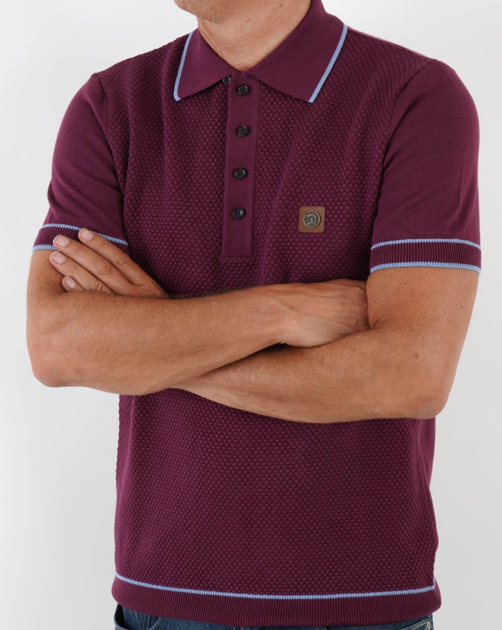 Trojan Textured Knit Polo Shirt Port