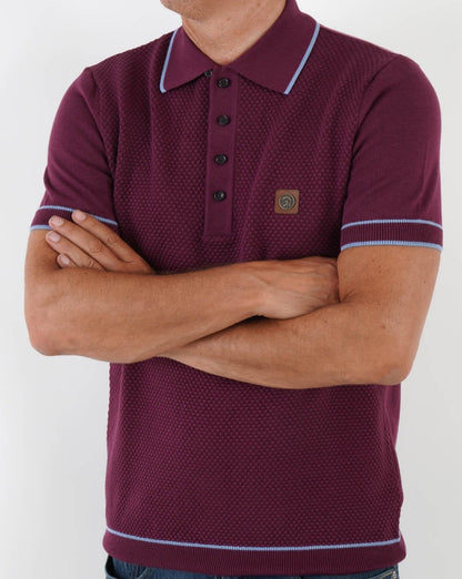 Trojan Textured Knit Polo Shirt Port