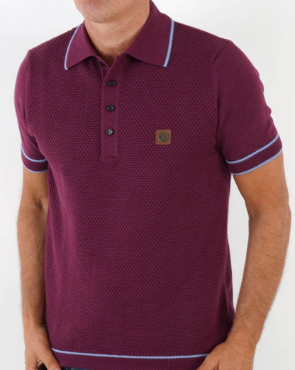 Trojan Textured Knit Polo Shirt Port