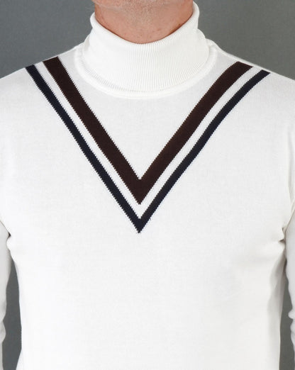 Ska & Soul Twin V Knit Roll Neck Ecru