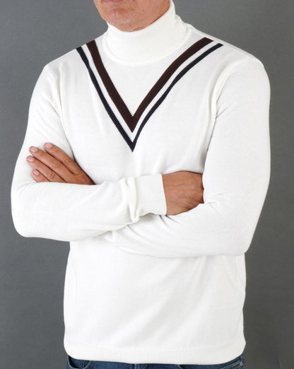 Ska & Soul Twin V Knit Roll Neck Ecru