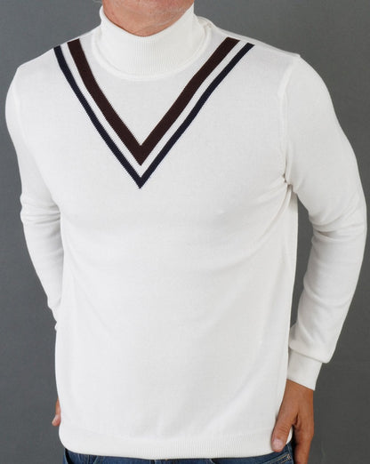 Ska & Soul Twin V Knit Roll Neck Ecru