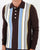 Ska & Soul Stripe Long Sleeve Knit Polo Chocolate