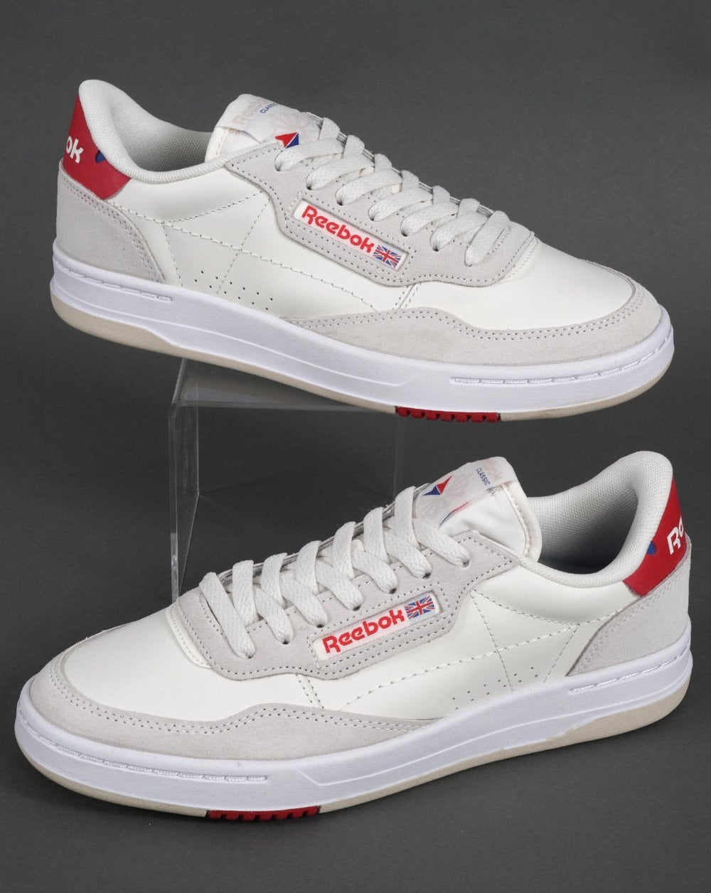 Reebok Court Peak Trainers Off White/Red