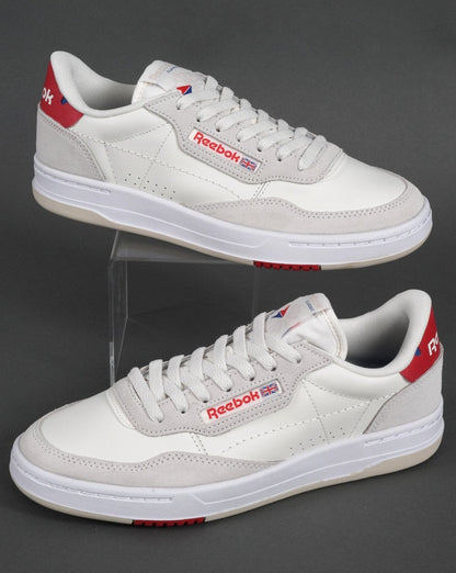 Reebok Court Peak Trainers Off White/Red