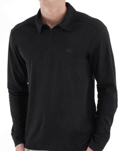 Benetton Zipped Long Sleeve Polo Black