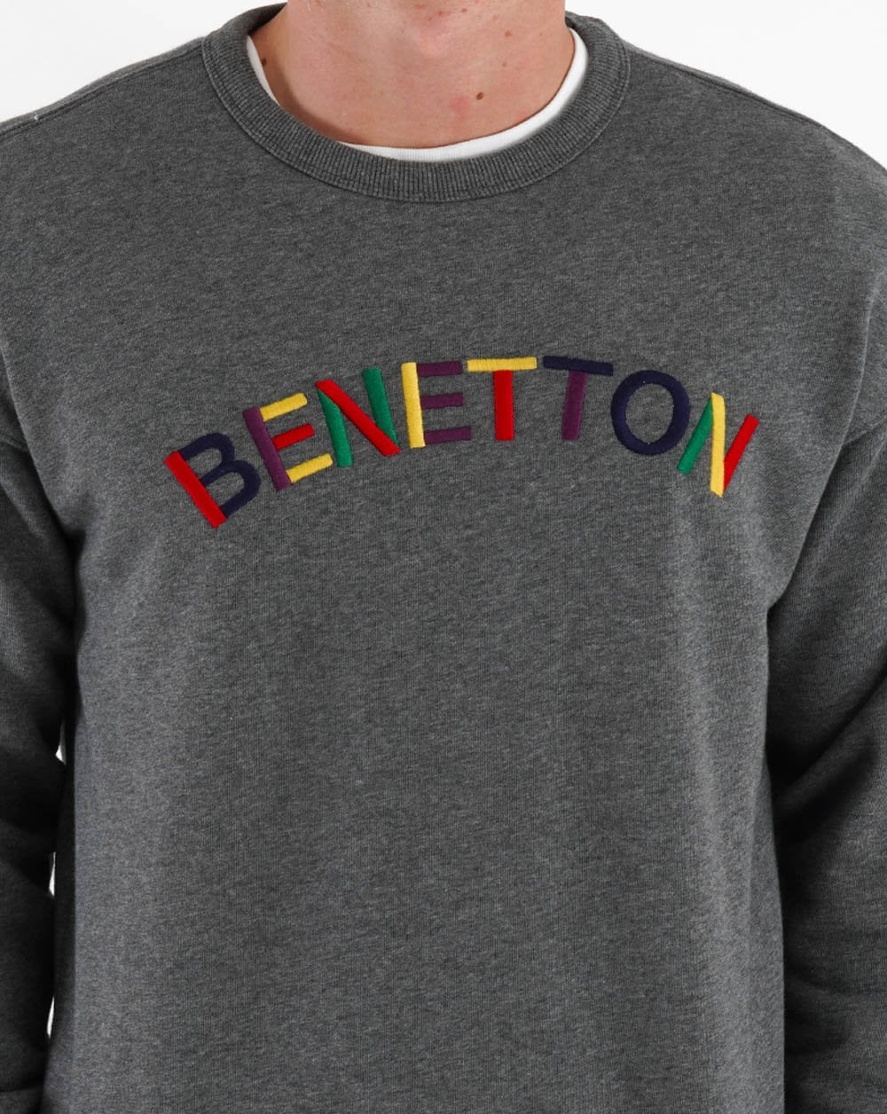 Benetton Chest Logo Sweatshirt Grey
