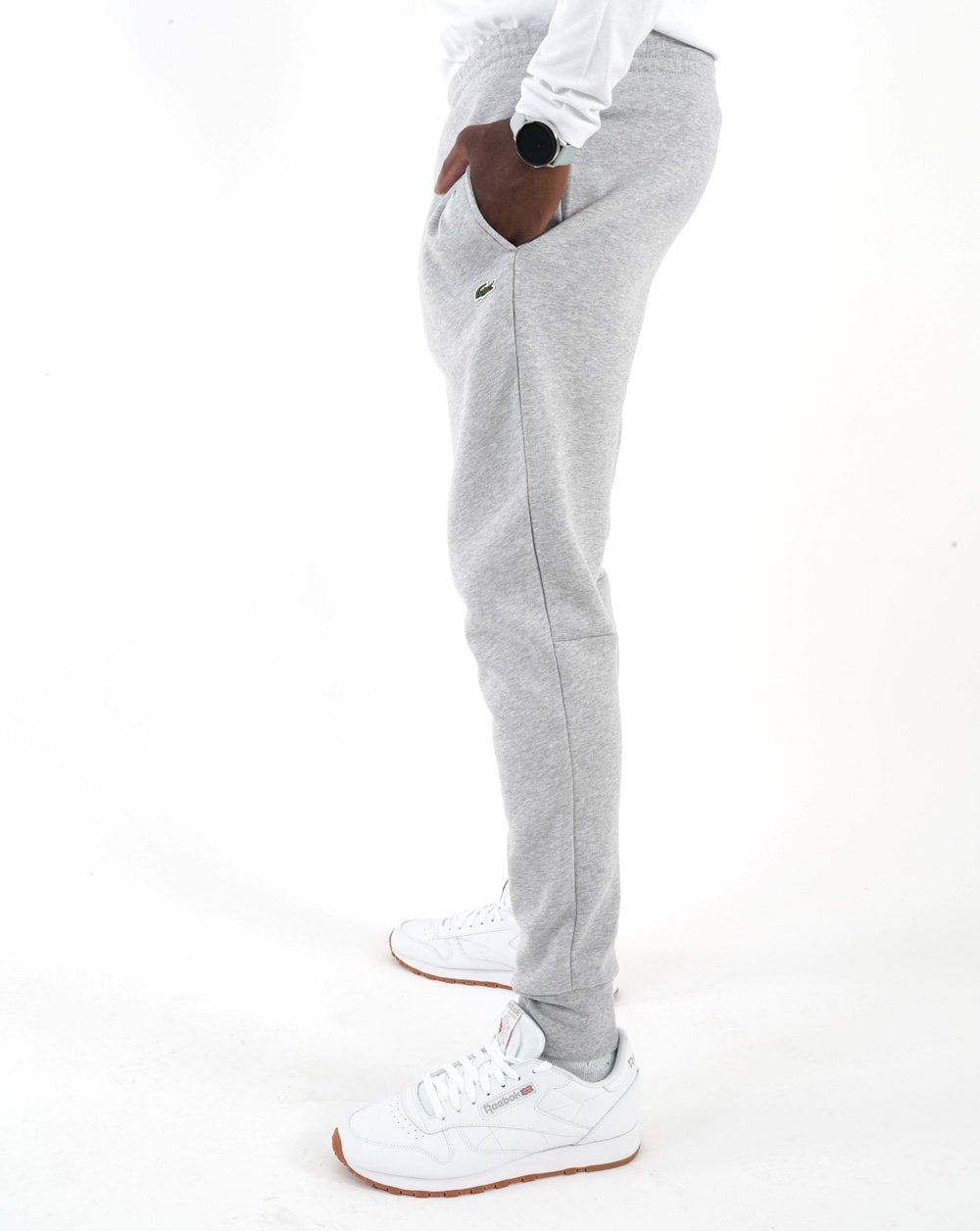 Lacoste Slim Cuffed Fleece Track Pant Silver Chine