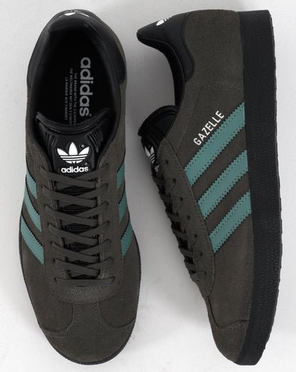 Adidas Gazelle Trainers Olive Grey/Black